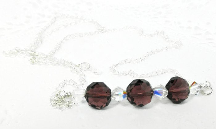 Pflaume Glasperle, Swarovski Ab Kristalle& Silber Vergoldet Kette Halskette Pflaume Glasperle, Swarovski Ab Kristalle& Silber Vergoldet Kette Halskette von BeadsGalore2