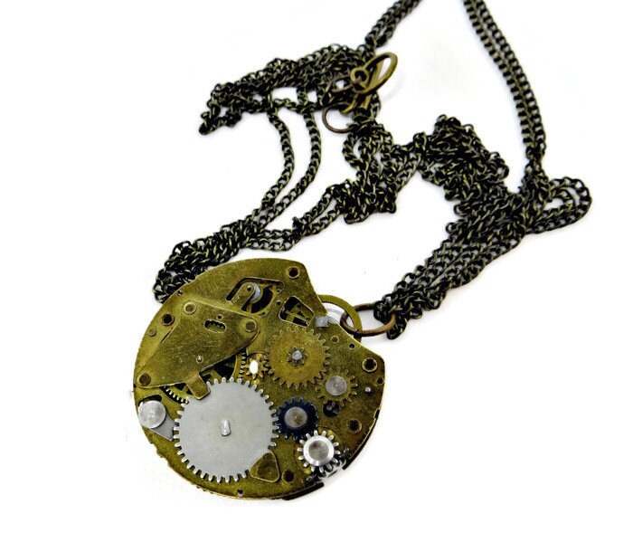 steampunk Vintage Taschenuhr Bewegung Messing Halskette steampunk Vintage Taschenuhr Bewegung Messing Halskette von BeadsGalore2