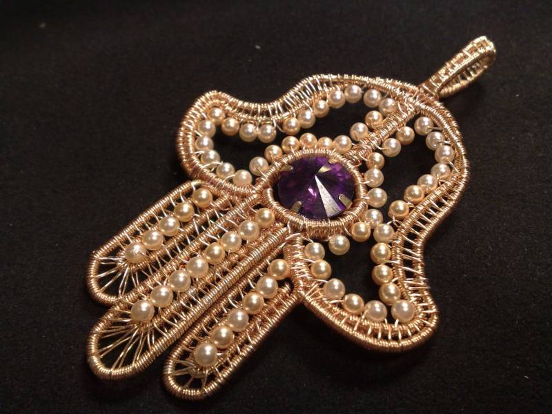 Hamsa Anhänger - Handgewickelter Cabochon von BeadsHead