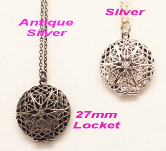 1 Stk. Antik Silber, Versilberte Runde Form Filigranes Locket Mit Halskette, Nickelfrei von BeadsHouse