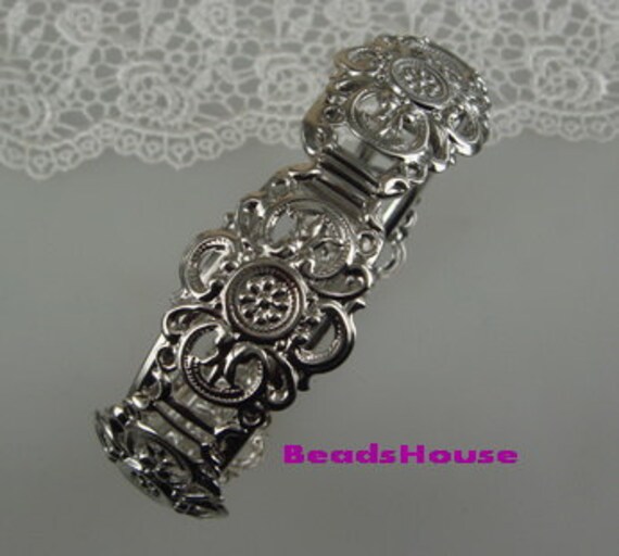 1 Stück Einzigartige Versilbert W/Filigree Manschette-Armband, Nickel Frei von BeadsHouse