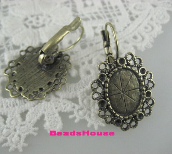 10 Stück | 10 X 14 Mm Einstellung Antikes Messing Überzogene Cabochon Basis N Ohrring Finden, 20 32 von BeadsHouse