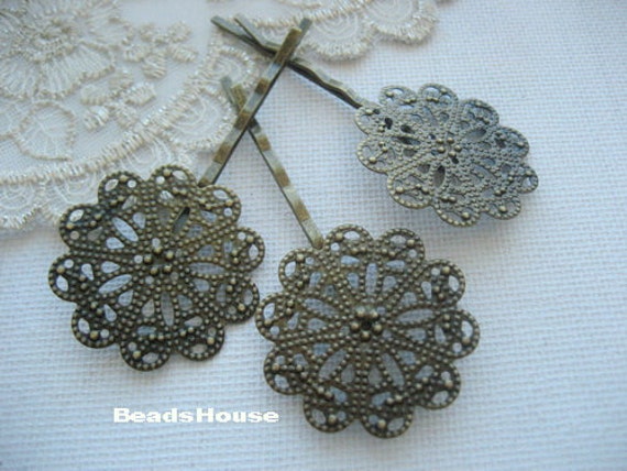 10 Stück | 30mm Filigran Antik Messing Haarspangen. Nickelfrei von BeadsHouse
