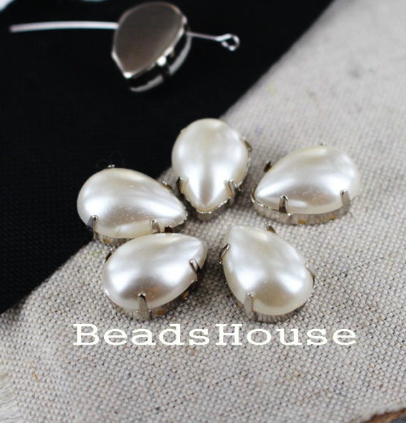 10st Versilberte Wasser Pearl Drop Pfändbare Metal Wrap Anhänger, Nickelfrei von BeadsHouse