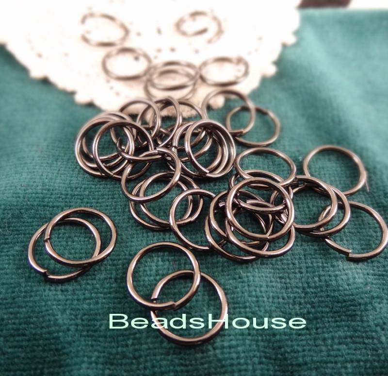 144 Stück | 1.2x 12mmGunmetal Messing Offene Biegering Runde, Schmuckzubehör von BeadsHouse