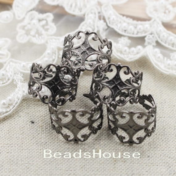 20% Off Rr-700-23As 10 Stück Einstellbar Antike Silber Überzogene Filigrane Krone Ring, Nickelfrei von BeadsHouse