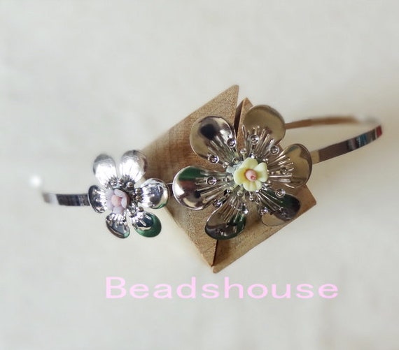 2stk Diy-stirnband Versilbert Blumenhaarband, Nickelfrei von BeadsHouse