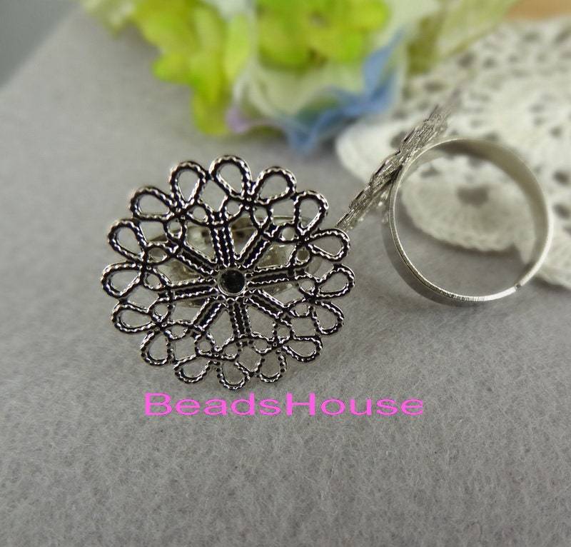 20%off Rr-700-32Si 10stk Verstellbarer Antik-Messing Ring Mit 22mm Filigran, Nickelfrei von BeadsHouse