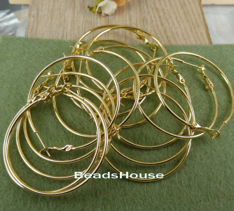 24 Stück | 1.2x40mm 12 Paar Hochwertige Vergoldete Ohrringe, Messingohrringe Nickelfrei von BeadsHouse