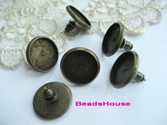 24Sets | 12 MmAntike Bronze Ohrstecker Rohlinge Ohrmuttern -Nickel Frei von BeadsHouse