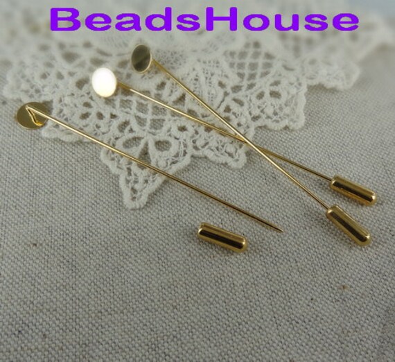 36 Sets | 70mm Vergoldete Stick-Pin 8mm Pad Mit Stoper -Nickelfrei von BeadsHouse