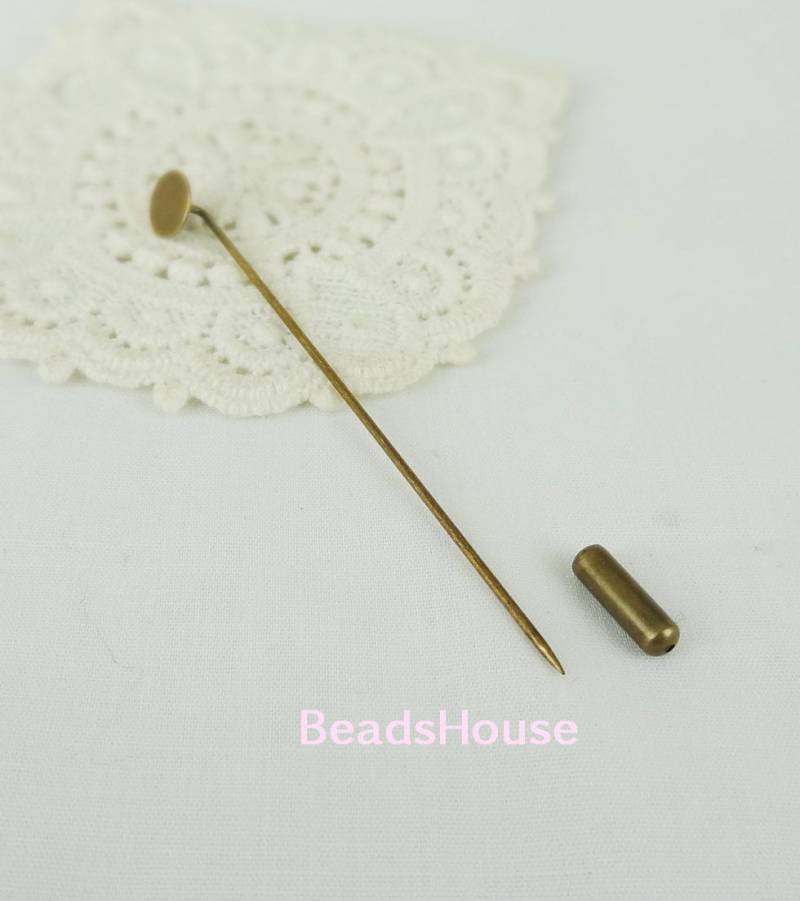 36 Teiler | 70mm Antik Messing Plattiert Stick-Mit 8mm Pad Und Abdeckung Stoper von BeadsHouse