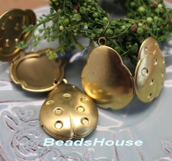 4 Stück | 20 Mm X30Mm Rohmessing Lady Bird Lockets Anhänger Medaillon von BeadsHouse