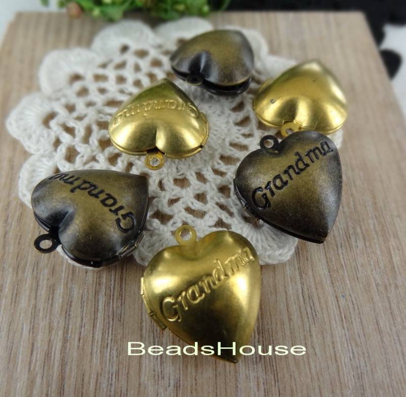 6 Messing Herz Medaillons Oma Muster Anhänger | 20 X 20 Mm von BeadsHouse