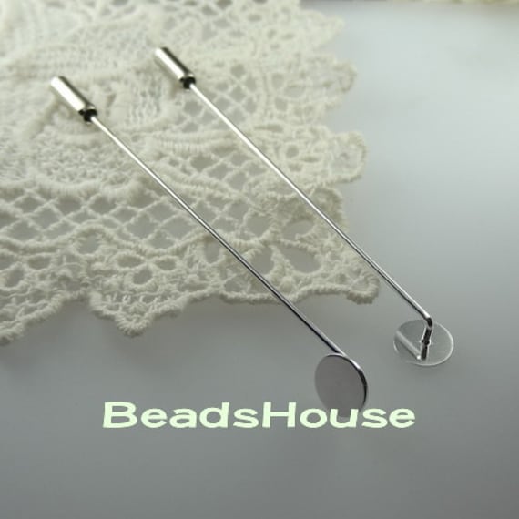 60 Stück | 3 Mm X 10 Mm Versilberte Stick-Pins Mit Abdeckung, Nickelfrei von BeadsHouse