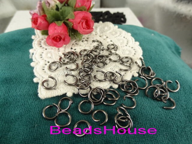 72 Stück | 1.2x 8mm Gunmetal Messing Offene Biegeringe Runde, Schmuckzubehör von BeadsHouse