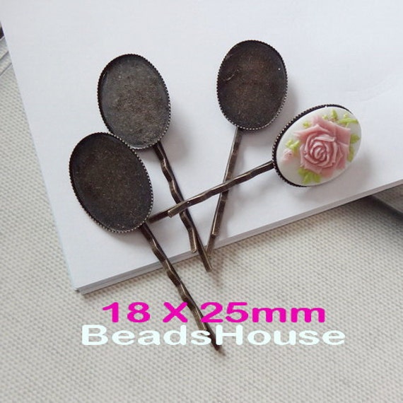 8 Stück | 18 X 25 Mm Antike Messing Haarspange Mit Einstellung, Nickelfrei von BeadsHouse