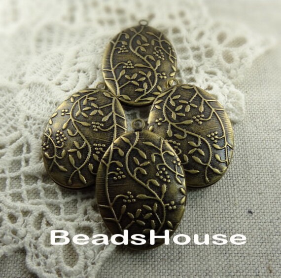 8 Stück | 23 X 30 Mm Antike Messing Oval Blumen Medaillon, Nickelfrei von BeadsHouse
