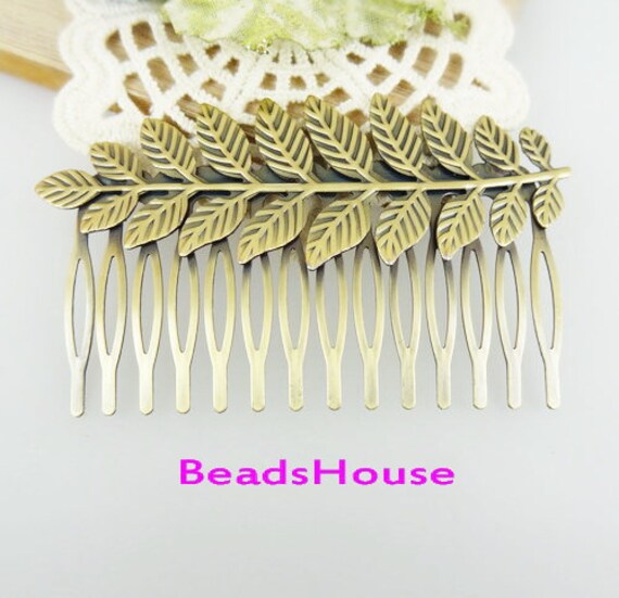 Antik Bronze Blatt Haarkamm - Messing Haarspange | 2 Stück von BeadsHouse