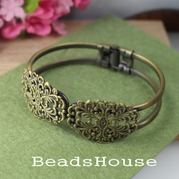 Cb-09-Ant 1 Stück Antikes Messing Überzogene Filigrane Manschette Armband - Antike Bronze von BeadsHouse