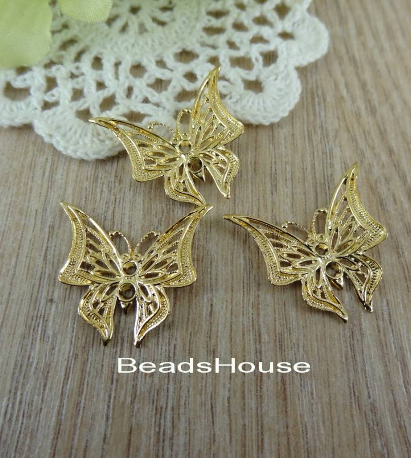 Ch-00-G 16 Stück | 23 X 23 Mm Vergoldete Filigrane Schmetterling Charms, Nickelfrei von BeadsHouse