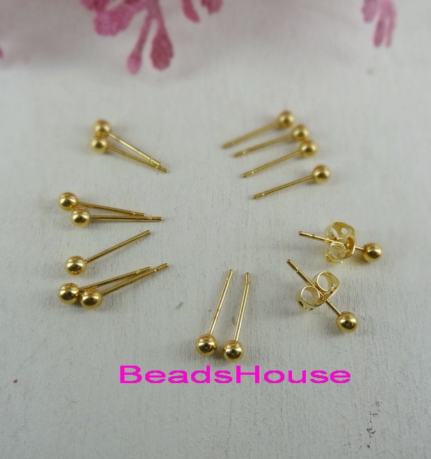 Eh-03-mm 36Stk Hochwertige Vergoldete Messing Ohrstecker Mit Stopfen - Nickelfrei von BeadsHouse