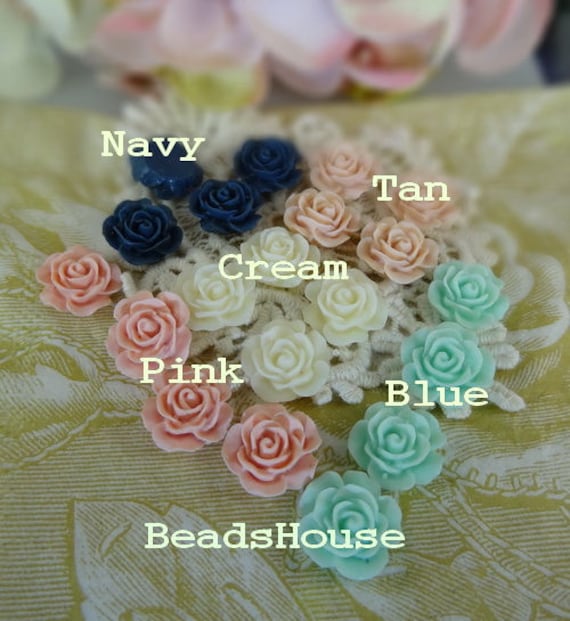 Harz Cabochons Rosen 15 Mm Mixed Color Set - Schmuckherstellung | 16 Stk von BeadsHouse