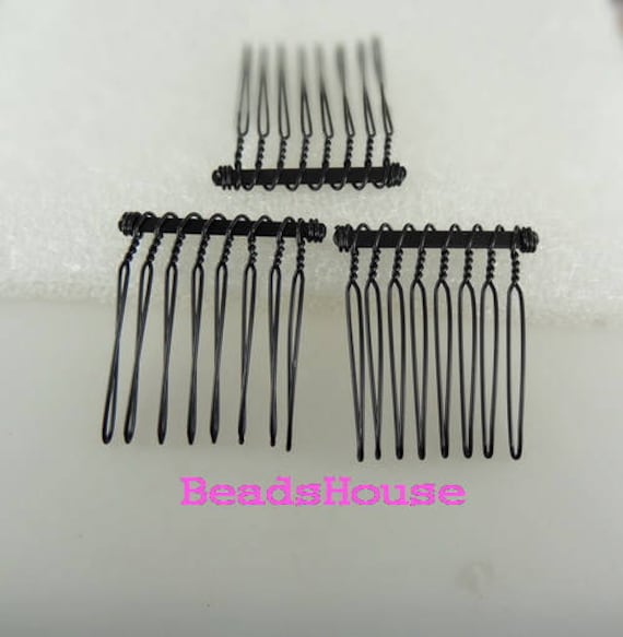 Hc-01-00Bk 12stk( 8Pin Rückenbeschichtung Haarkamm Mit 8Pin - Nickelfrei von BeadsHouse