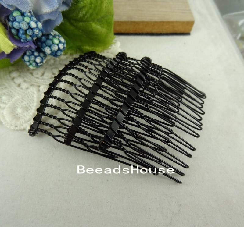 Hc-01-Bk 10stk | 14 Pin Schwarzer Beschichtung Haarkamm, Nickelfrei von BeadsHouse