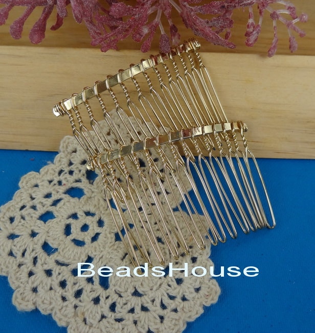 Hc-01-G 10stk | 14Pin Gelb Vergoldeter Haarkamm Mit 14 Pin-Vergoldet von BeadsHouse