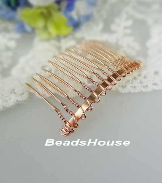 Hc-01Rg 10stk Rose Vergoldet Haarkamm W/14 Zähne, Niickel Frei von BeadsHouse