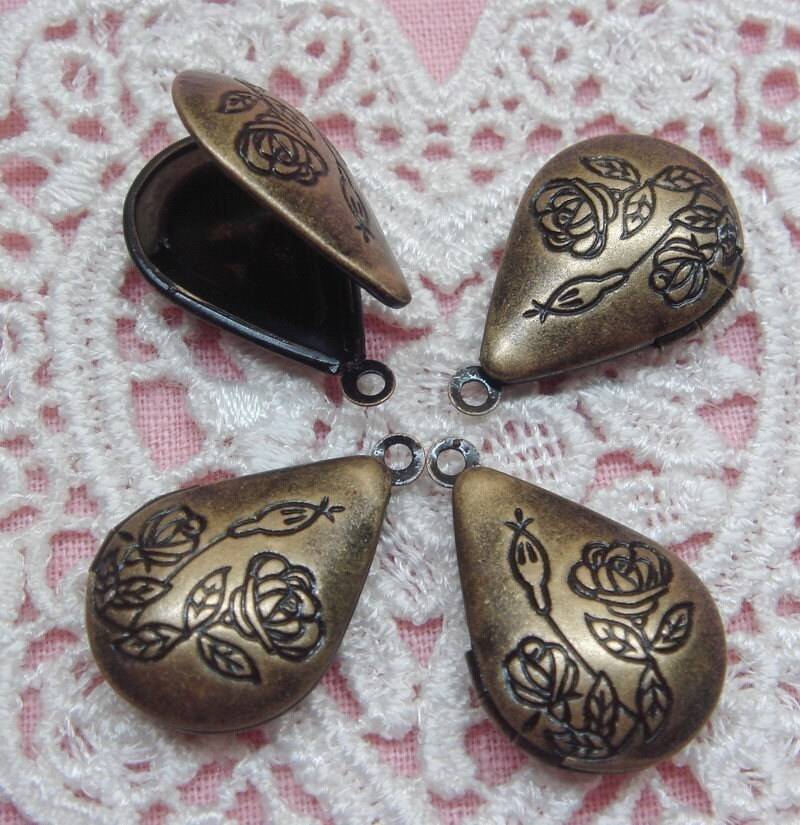 Lk-100-25 M 10 Stück Antikes Messing Wassertropfen Medaillon, Nickelfrei von BeadsHouse