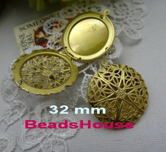 Lk-100-32R 6 Stück | 32 Mm Rohmessing Filigrane Runde Medaillons, Nickelfrei von BeadsHouse