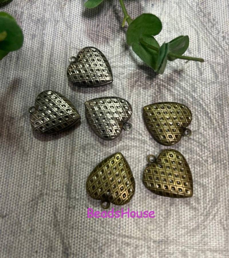 Lk-100-38-A 8 Stück | 18 X 20 Mm Antike Messing Herzform Medaillon Anhänger, Nickel Frei von BeadsHouse