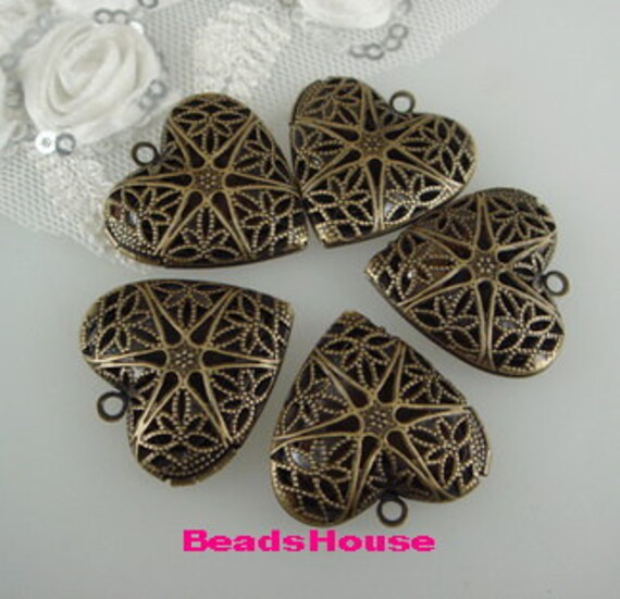 Lk-100-4A 8 Stück(28mm Antike Messing/Vergoldete Herz Filigrane Medaillon Charme von BeadsHouse