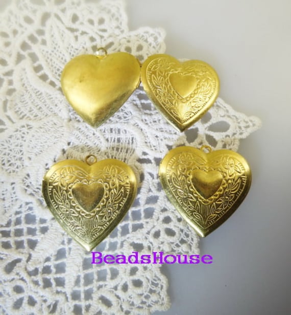 Lk-100-Ht 8 Stück | 28x28mm Rohmessing Herzform Medaillon Anhänger/Chams von BeadsHouse