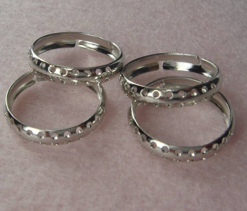 Rr-700-10 10 Stück Einstellbar Versilberte Ring W/22 Löcher, Nickel Frei von BeadsHouse