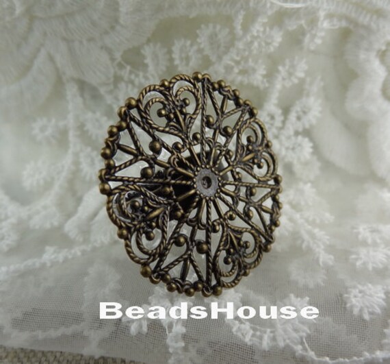 Rr-700-26Ant 2 Stück Einstellbare Antike Messing Filigrane Ring, Nickel Frei von BeadsHouse