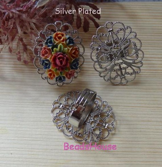 Rr-700-27Si 6 Stück Versilberte Filigrane Ringe, Nickelfrei von BeadsHouse