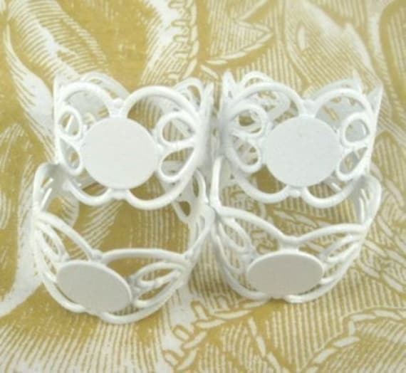 Rr-700-29Wh 10stk Verstellbarer Weißer Beschichtungsring W/8mm Pad, Nickelfrei von BeadsHouse