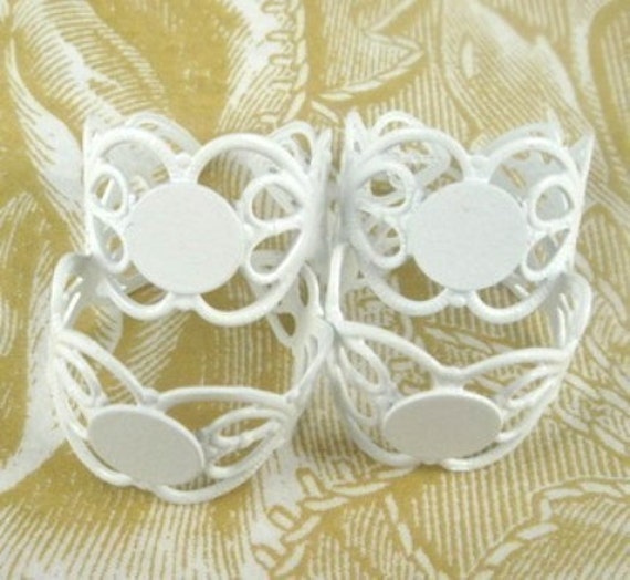 Rr-700-29Wh 10stk Verstellbarer Weißer Beschichtungsring W/8mm Pad, Nickelfrei von BeadsHouse