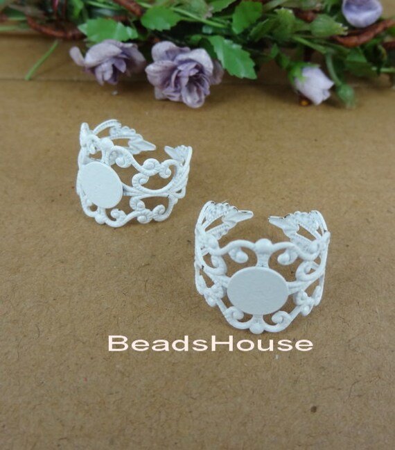 Rr-700W 8 Stück Einstellbar Weiße Ring W/8mm Pad von BeadsHouse