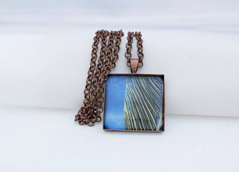 Blauer Himmel Und Palmen Bäume Halskette, Vintage Kupfer, Fotografie, Foto-Schmuck, Urlaub Träumen von BeadsMe