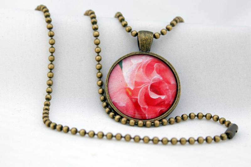 Blume Foto Schmuck, Halskette, Anhänger, Antik Messing, Fotografie von BeadsMe