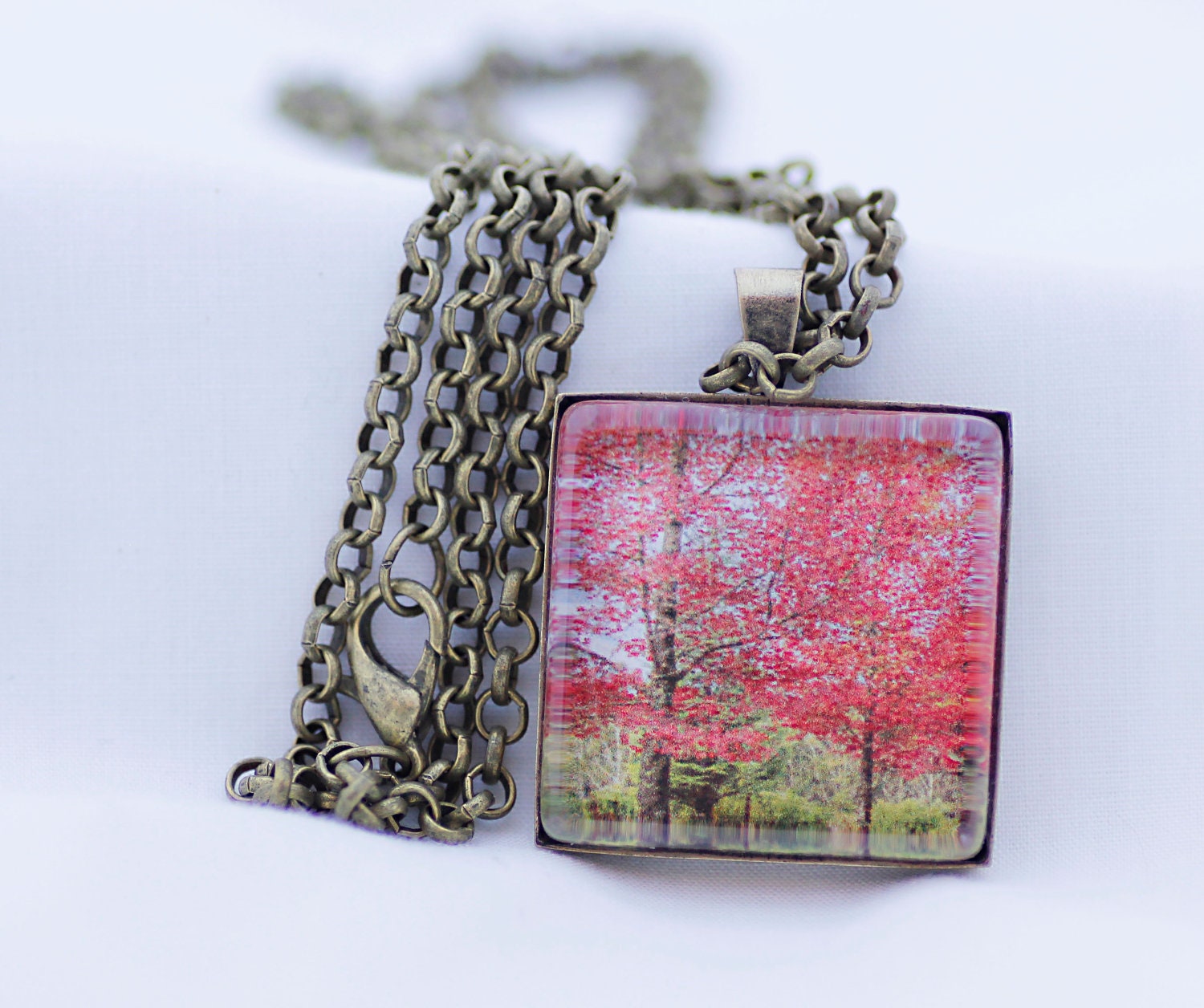 Herbst Bäume Halskette, Jahrgang Bronze, Fotografie, Foto-Schmuck von BeadsMe