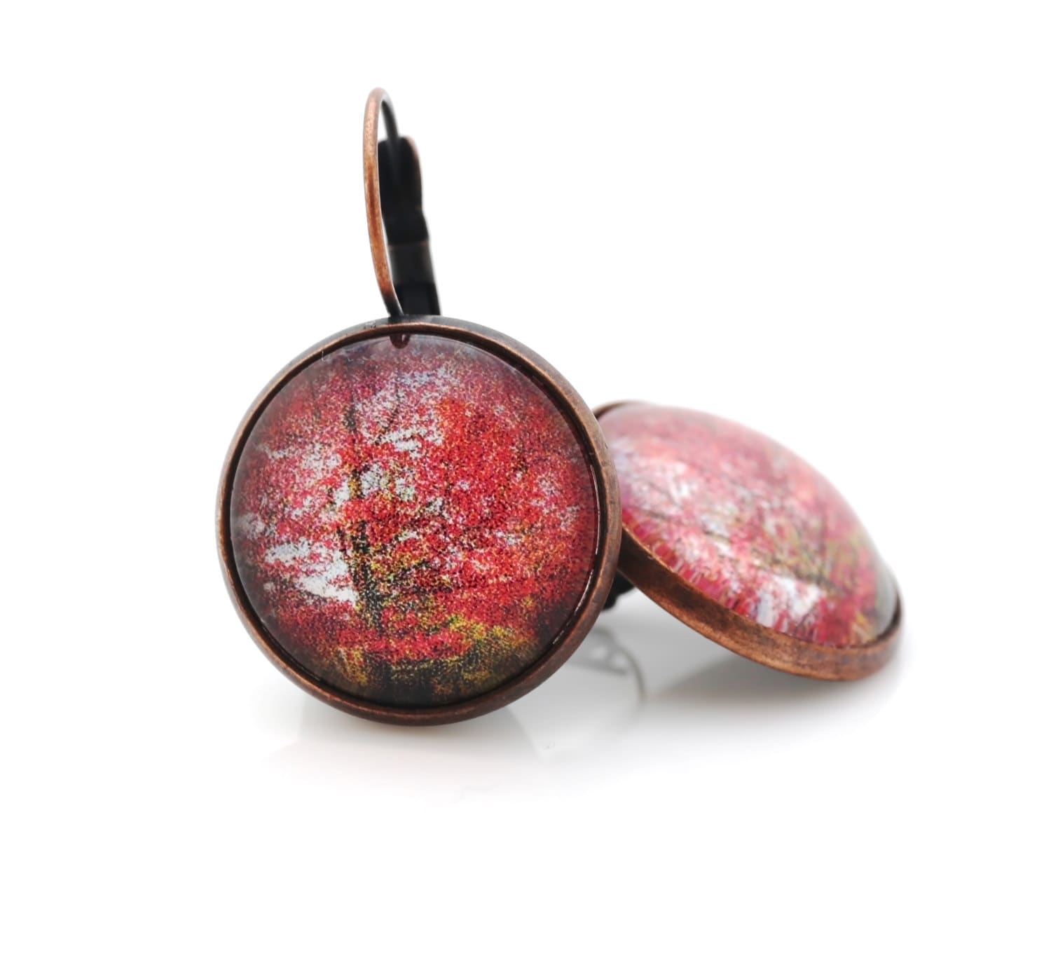 Herbst Bäume Ohrringe, Abstrakte Fotografie, Jahrgang Bronze von BeadsMe