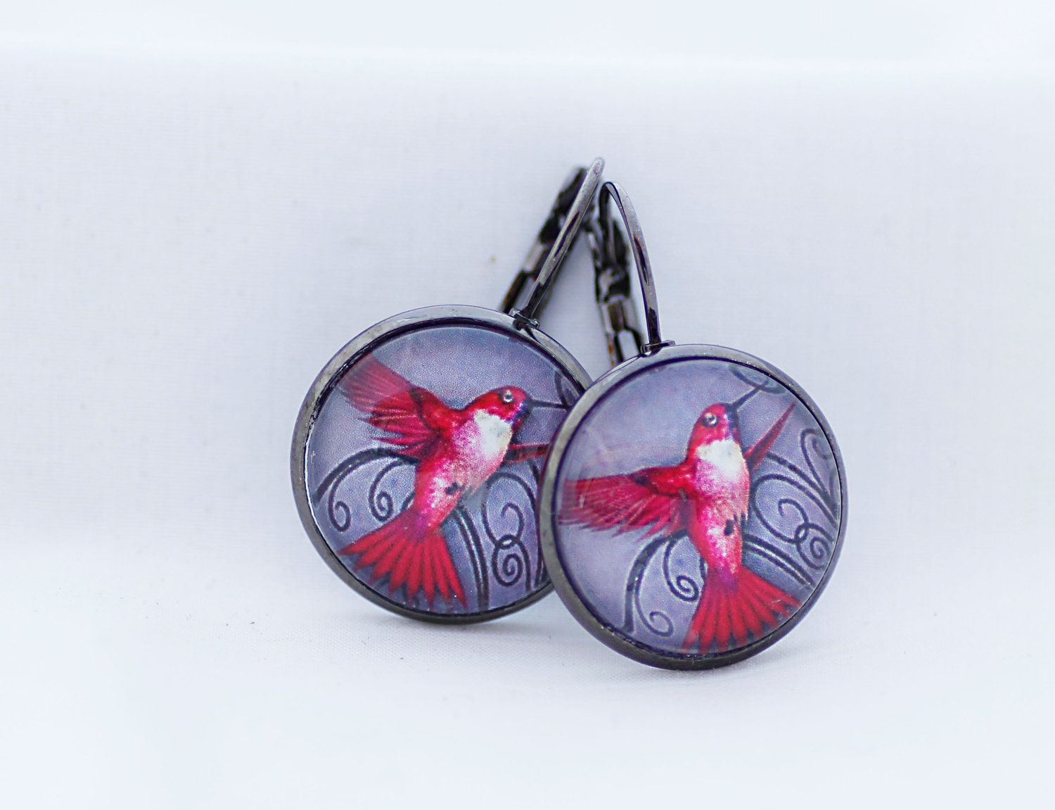 Hot Pink Kolibri Ohrringe, Fine-Art Print, Bild Schmuck von BeadsMe