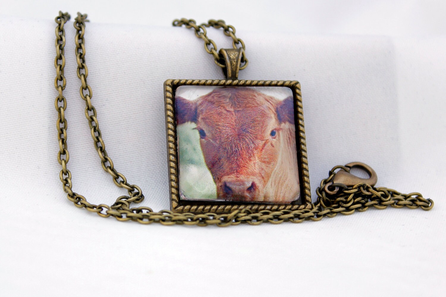 Kalb-Anhänger, Antik Messing, Fotografie, Halskette, Foto Schmuck, Bauernhof von BeadsMe