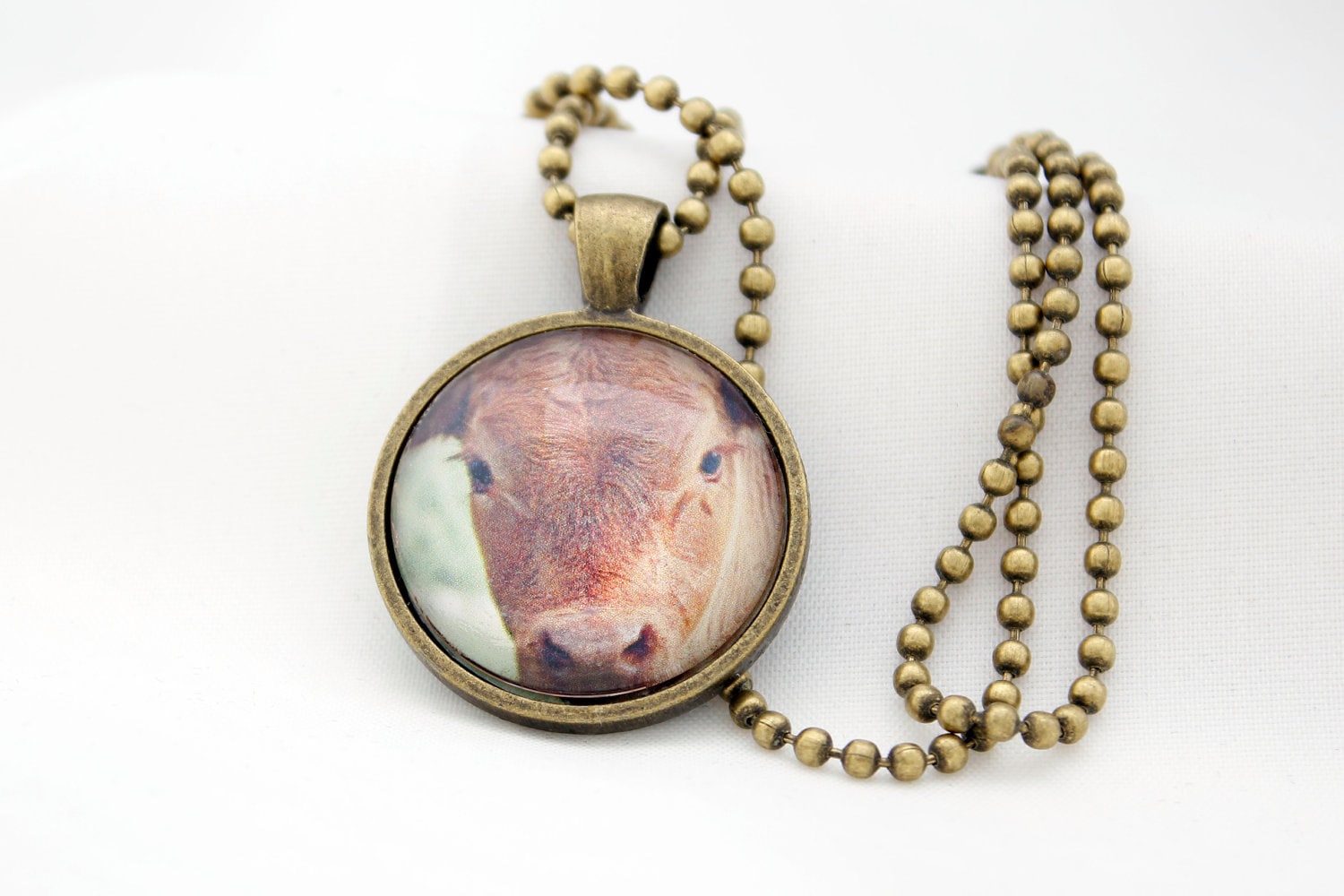 Kalb-Anhänger, Antik Messing, Fotografie, Halskette, Foto-Schmuck von BeadsMe