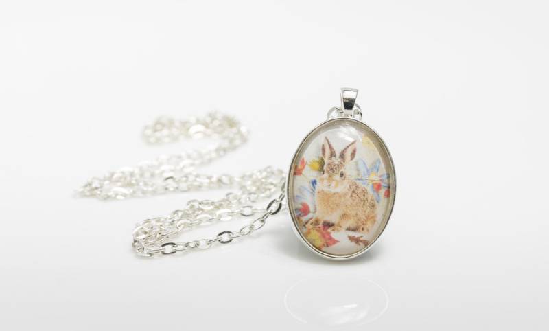 Kaninchen-Halskette, Kunstdruck Halskette, Wildlife Wald Halskette von BeadsMe